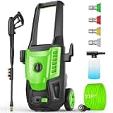 2000PSI Pressure Washer, High Power Washer, with 4 Nozzle and Soap Bottle for Cars/Fences/Driveways/Home/Patios (Green)