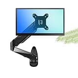 Monitor Arm Single Monitor Desk Mount Long Arm Monitor Stand Mount with Gas Spring Wall-Mounted Height Adjustable Bracket for 15"-27" Screen Monitor Mount(Black C)