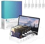 Charging Station for Multiple Devices – 6-Port USB Charging Dock for Apple & Android – Fast Multi-Charger Organizer for Phones, Tablets & More (White)