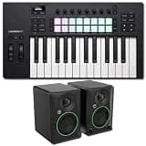 Novation Launchkey 25 MK4 25-Key MIDI Keyboard Controller Bundle with Mackie CR3.5BT 3.5-Inch Powered Bluetooth Studio Monitors — 50W Pair for Music Production, Beat Making, Streaming