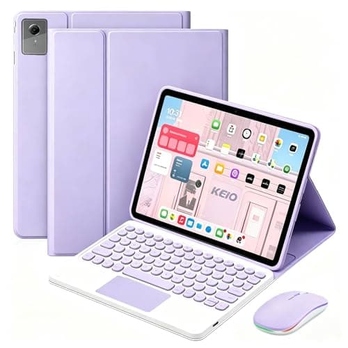 QYiiD Keyboard Case for Lenovo Tab P11 2nd Gen Case 11.5" (TB350FU / TB350XU) 2023, Round Key, Multi-Touch Trackpad, Wireless Detachable Bluetooth Keyboard Cover with Bluetooth 2.4G Mouse, Purple