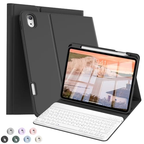 kenke Keyboard Case for iPad (A16) 11th/10th Generation (11/10.9 inch, 2025/2022), Magnetic Attraction Detachable Wireless Bluetooth Folio Keyboard Protective Cover with Pencil Holder, Black
