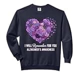 Purple Squad Alzheimer Awareness Ribbon Support Team Comfort Colors Adult Sweatshirt