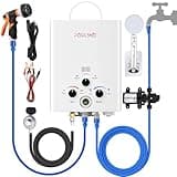 Tankless Water Heater Propane,2.11GPM 8L Outdoor Portable Water Heater,with 2 GPM Water Pump, with Digital Display Multi-Protection for Camping Trips Boat Cabins