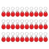 PATIKIL 125kHz T5577 RFID Key Fob Tag, (Red) (30pcs), Writable Rewritable Smart Key Fobs Tags Blank Clone IC Card Key Classic 1K, Suit for - Entry Access Control Systems