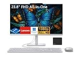 Lenovo A100 All-in-One Desktop Computer, 23.8 Inch IPS FHD Display, Intel N100 Processor, Intel UHD Graphics, 8 GB RAM, 512 GB SSD, Windows 11 Pro, Wired Keyboard & Mouse, with Mousepad, White