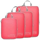 Cambond Compression Packing Cubes for Travel - 4 Pack Expandable Luggage Packing Organizers Travel Essentials Accessories Bags Compression Cubes Space Saver for Carry on Suitcases, Watermelon Pink