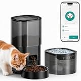 Automatic Cat Feeder and Water Fountain 2-in-1, Smart Timed Cat Food Dispenser with 2.4G WiFi APP Control, Automatic Dog Feeder and Water Dispenser with 10s Voice Recorder for Cats Small Dogs