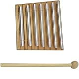 7 Tone Hand Chime, Beech Wood Base with Metal Tubes, 6.6 in, 16.7 cm, Sound Bar for Classroom Management, Meditation, Yoga, Relaxation, Silver