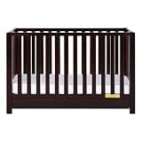 Pemberly Row 4-in-1 Convertible Crib with Drawer, New Zealand Pine Wood, Espresso Finish, 3-Position Adjustable Mattress Support, Modern Nursery Furniture, Converts to Toddler Bed, Daybed, Full-Size