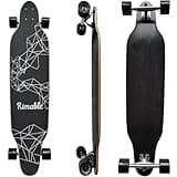 Rimable 41 Inch Freestyle Topmount Longboard Skateboard - Beginner Cruiser Freestyle Maple Wood Deck Cruising Long Board Skateboard for Teenagers,Kids and Adults (BLACKBLACK)