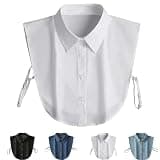 wiilioe Denim False Collar – the Ultimate Layering Essential for Women, Denim False Collar for Women, Fake Collar Shirts (White)
