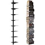 ART-GIFTREE Floating Book Shelves for Wall, 8 Tier Invisible Floating Bookshelf, Vertical Spine Book Tower, Wall Mounted & Space Saving, Heavy Duty Metal Book Organizer for Home Office, 4 Pack Black