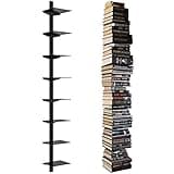 ART-GIFTREE Floating Book Shelves for Wall, 8 Tier Invisible Floating Bookshelf, Vertical Spine Book Tower, Wall Mounted & Space Saving, Heavy Duty Metal Book Organizer for Home Office, 4 Pack Black
