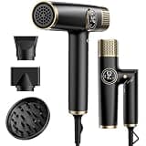Dual Voltage Travel Hair Dryer with Diffuser, 1900W Professional High-Speed Ionic Blow Dryer for Fast Drying, Lightweight, No Heat Damage, Global Use 110V-240V