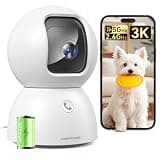 CINMOORE 3K Pet Camera Indoor with Phone APP, 5MP Cameras for Home Security with 1400mAh Emergency Rechargeable Battery, 2.4G 5G Dual Band WiFi Indoor Camera, AI Detection Motion Tracking, 2-Way Talk