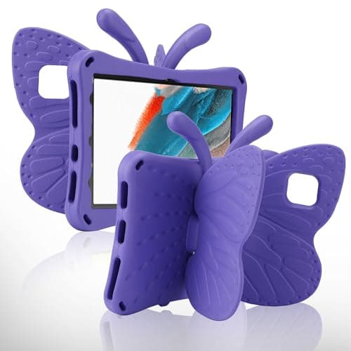 FunnyWin Onn 8 inch 8" 100135923 Gen 4 Butterfly Kid Tablet Case with Kickstand Light EVA Full Boby Drop Protective Rugged Shockproof Kid Pro Cover for Girl Kids Gift (Purple)