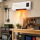 Wall Mounted Garage Air Conditioner Fan, 2-in-1 Heater and Cooling Combo, 1800W Portable Space Heater Combo Unit with Remote 8H Timer, Quiet Ductless Smart AC No Exhaust for Bedroom Office(Yellow)