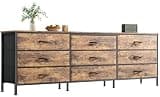 Huuger 63 Inch Dresser for Bedroom, Dresser for Closet with 9 Fabric Drawers, Large TV Stand for 55, 65, 70 Inch TV, Entertainment Center with Storage, Wide Long Chest of Drawers, Rustic Brown
