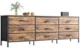 Huuger 63 Inch Dresser for Bedroom, Dresser for Closet with 9 Fabric Drawers, Large TV Stand for 55, 65, 70 Inch TV, Entertainment Center with Storage, Wide Long Chest of Drawers, Rustic Brown