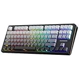 Hexgears Q87 Wireless Mechanical Keyboard,Tri-Mode BT5.0/2.4GHz/USB-C Hot Swappable Custom Keyboard,Pre-lubed Linear Switches,RGB Backlit Computer Gaming Keyboards for PC/Tablet/PS/Xbox (Neon Mist)
