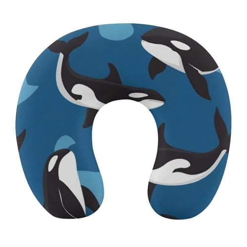 100% BLUE COLLAR Ocean Orca Killer Whale U Shape Memory Foam Pillows Comfortable Neck Pillows for Sleeping Travel Head Support Soft Pillow