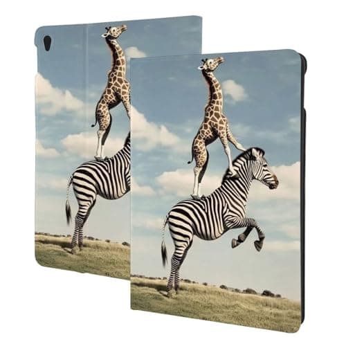 Case for iPad Air 3 (2019) & iPad Pro 10.5 (2017) 10.5 Inch (Model A2152 A2123 A2153 A2154 A1701 A1709), Multi-Angle Viewing Stand, Auto Sleep/Wake,Giraffes and Zebras Art Print