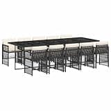 mtlskopl 11 Piece Patio Dining Set, Outdoor PE Rattan Wicker Dining Table and 10 Chairs with Cushions, Space Saving Cube Furniture for Backyard Garden, Black