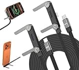 2Pack Invisible Stand Charging Cable, 240W USB-C to C & Lightning Braided Cord with 2-in-1 360° Adjustable Foldable Metal Stand, 4.9FT – Hands-Free for Gaming, Office, Travel, Works with Most Devices