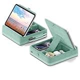 KDD Tablet Pillow Stand with Storage, Foldable iPad Holder for Bed, Lap and Desk, Angle Adjustable Soft Pad Dock with Stylus Mount Compatible with iPad Pro 12.9, 11, Air, Mini, Phones, Books (Green)