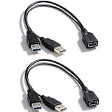 GlamSavvyFZ Upgrade 2 Pack USB Y Cable, USB Y Splitter 2 in 1 Out, USB 3.0 Female to Dual USB Male Power Injector Cable for External Hard Drive HDD SSD, 2.5 Inch Mobile Hard Disk, Laptop PC TV