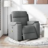 UBVNFGMK Manual Reclining Massage Chair Dark Grey Fabric, 135 Degree Tilt Recliner Armchair with 6 Massage Points, Vibration Chair with Side Pocket, Wood and Metal Frame for Living Room