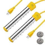 Treela 2 Pcs Immersion Water Heaters Portable Electric Submersible Pool/Hot Tub Heater with 304 SS for Bathtub, Bucket, Basin 5 Gallon Water in Minutes(Yellow,2000W)