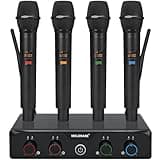 MELONARE 4-Channel Wireless Microphone System, UHF Compact Cordless Mic Set w/ 4x10 Frequencies, 200ft Range, Dynamic Handheld Microphone for Singing, Karaoke, Church, DJ, Wedding (MWM-41-4H)