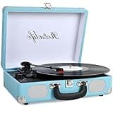 Retrolife® Record Player, Bluetooth Suitcase Portable Turntable with Built-in Speakers RCA Line Out AUX in Headphone Jack Vintage