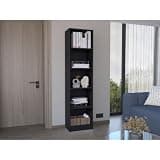 agnixnaf Slim Bookcase 5 Tier XS, Black Bookshelves Storage, Modern, for HomeOffice