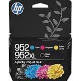 HP 952XL Black + 952 Cyan, Magenta, Yellow Ink | Works with Printer Series: OfficeJet 8702, OfficeJet Pro 7720, 7740, 8210, 8710, 8720, 8730, 8740 | N9K28AN