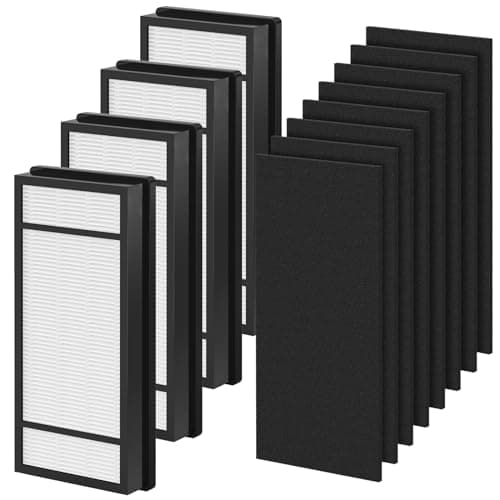 FCFMY 4 Packs HRF-H1 HRF-H2 True HEPA Replacement Filter H Compatible with Honeywell HPA050 HPA150 HPA060 HPA160 HHT055 HHT155 Air Cleaner Purifier with 8 pcs HRF-B1 Activated Carbon Pre-Filters