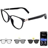 Smart Glasses with Photochromic Lenses for Men and Women AI Translation Smart Glasses with Translator 164 Languages IP67 Waterproof Bluetooth Glass Blue Light Protection (KM02_Black)