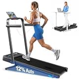 Cardirun Walking Pad with 12% Auto Incline, Foldable Walking Pad Treadmill with Handle Bar, 375LBS Capacity, 3.5HP Quiet Under Desk Treadmills for Home with LED Display, Smart APP & Remote Control
