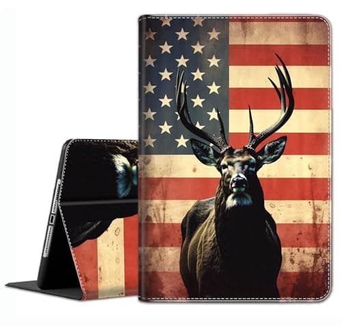 Case for Samsung Galaxy Tab S8 2022/Tab S7 2020 11 Inch (Model SM-X700/X706/T870/T875/T878) - Slim Fit Standing Cover with Auto Sleep/Wake,American Flag and Elk