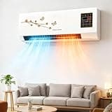 Ductless Wall Mount Air Conditioner, 2 in 1 Portable Heater and Cooling Fan with Remote Control, 1800w Mini Ac Unit No Window, Smart Ac Combo for Rv and Garage(Yellow)