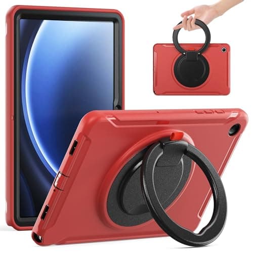 OWSIHNZBF Kids Cover For Galaxy Tab A9 Plus (2023) SM-X210/SM-216/SM-X218 11inch-Rotating Shockproof Handle with Stand Kid-Proof Case,Rugged Heavy Duty Protective Tablet(RED)