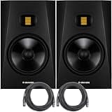 ADAM Audio AMS-T8V T8V 8-inch Studio Monitor Black Pair Bundle with OnStage 25ft XLR Cable 2 Pack