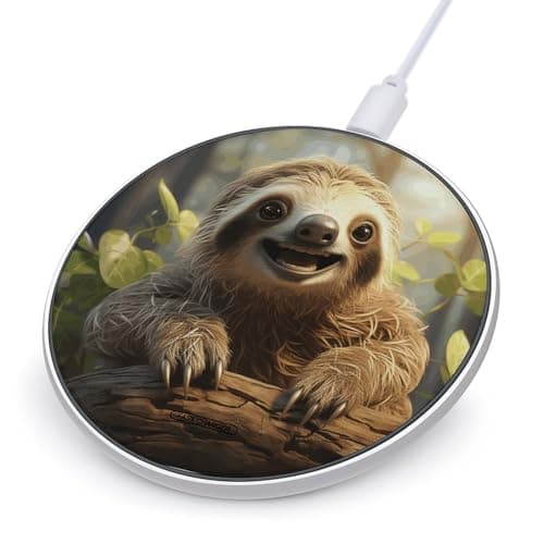 Cartoon Sloth Wireless Charger with Aluminum Alloy Frame Qi Certified Fast Wireless Charging Pad 10W Charging Station Portable Phone Charger for All Wireless Charging Phone