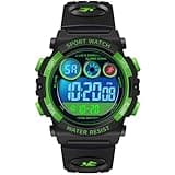 Dayllon Kids Digital Watch,Boys Digital Outdoor Sport Waterproof Watch,with Calendar 12/24H Alarm 7 Colorful Backlight Stopwatch Wristwatch for 3-15 Years Old-1451 Green