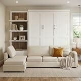 Harper & Bright Designs Queen Murphy Bed with Sofa and Shelves, White