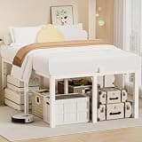 24 Inch Full High Bed Frame with Under-Bed Storage Space, 3500 LBS Heavy Duty Metal Tall Platform Bed Frame Full Size, Sturdy Steel Support, No Box Spring Needed, Noise Free, Easy Assembly, White