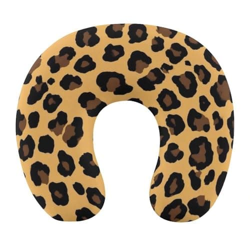 100% BLUE COLLAR U Shaped Neck Pillow Leopard Skin Texture Print (2) Memory Foam Travel Pillow Head Support Soft Pillow for Sleeping Rest