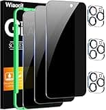 Wiaocit 3 Pack Tempered Glass Privacy Screen Protector for iPhone 16 Pro Max with 3 Pack Camera Lens Protector, 9H Hardness, Bubble Free, Case Friendly
